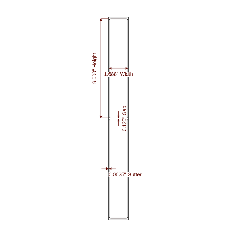 1.688" x 9" Inkjet Label Rolls | Fits Epson ColorWorks & Primera - Label Diagram