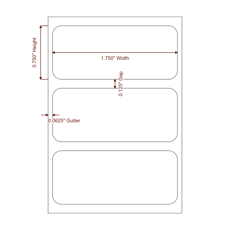1.75" x 0.75" Inkjet Label Rolls | Fits Epson ColorWorks & Primera - Label Diagram