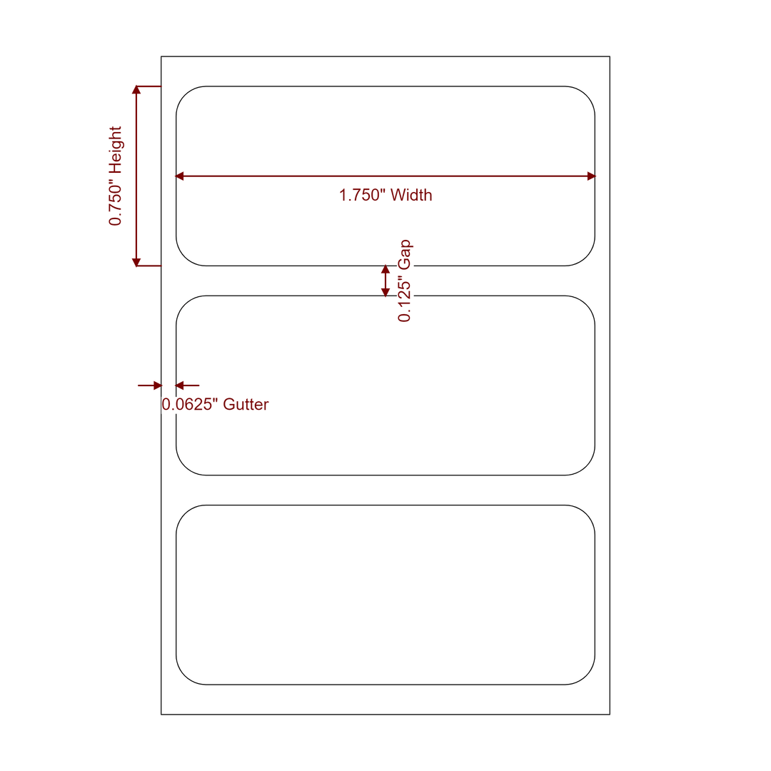 1.75 Inch x 0.75 Inch Rectangle Inkjet Label Roll - 2D Drawing