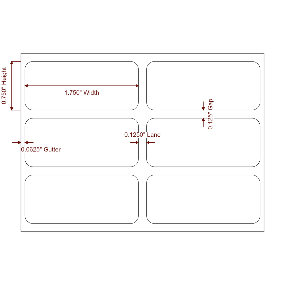 1.75" x 0.75" Rectangle Roll for Epson ColorWorks & Primera Printers; 1.75" x 0.75" Rectangle Label Diagram