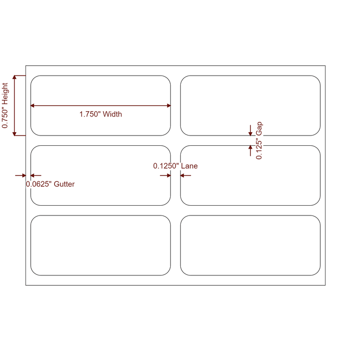 1.75" x 0.75" Rectangle Roll for Epson ColorWorks & Primera Printers; 1.75" x 0.75" Rectangle Label Diagram