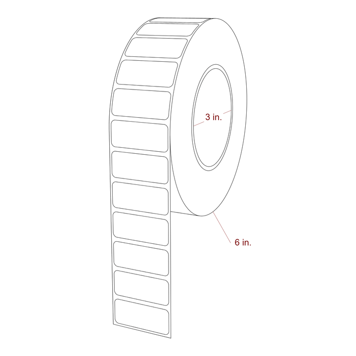 1.75 Inch x 0.75 Inch Rectangle Inkjet Label Roll - 3 Inch Core - 6 Inch Roll OD - 3D Perspective