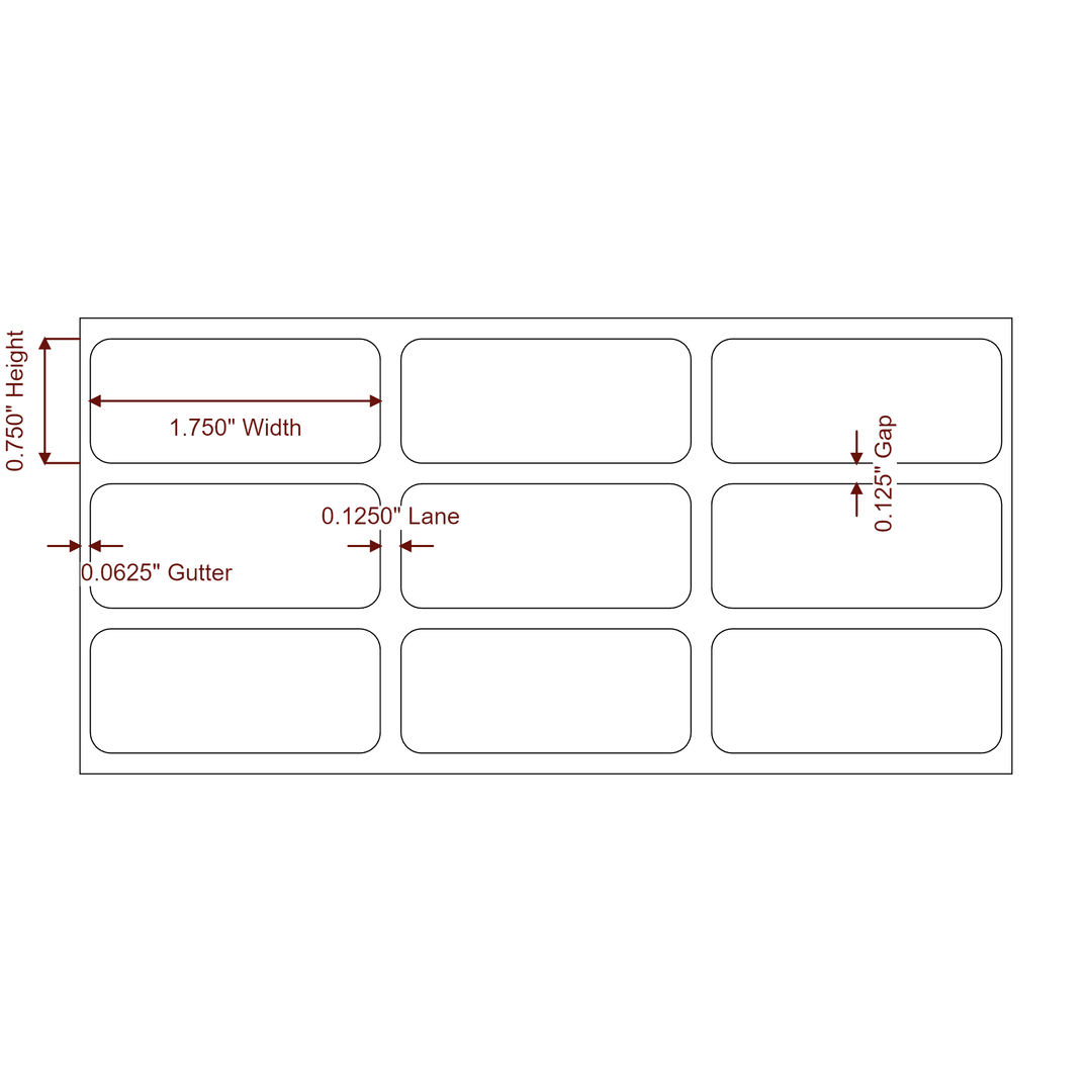 1.75" x 0.75" Rectangle Roll for Epson ColorWorks & Primera Printers; 1.75" x 0.75" Rectangle Label Diagram