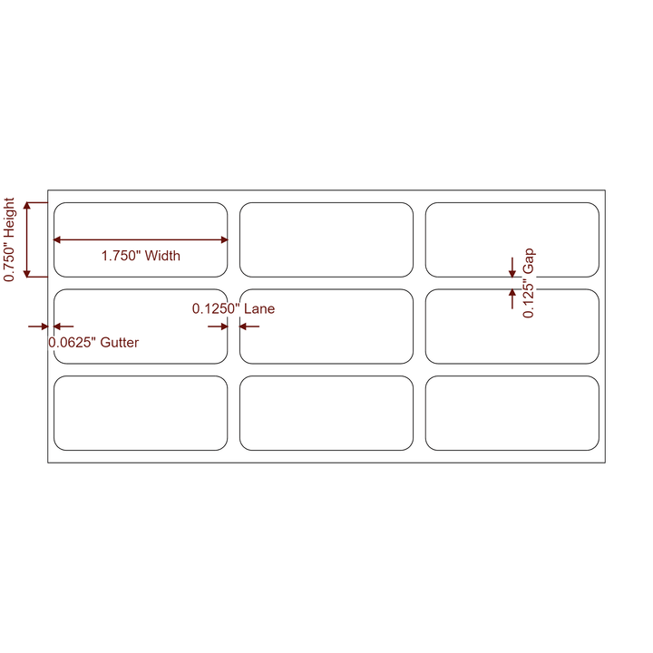1.75" x 0.75" Rectangle Roll for Epson ColorWorks & Primera Printers; 1.75" x 0.75" Rectangle Label Diagram