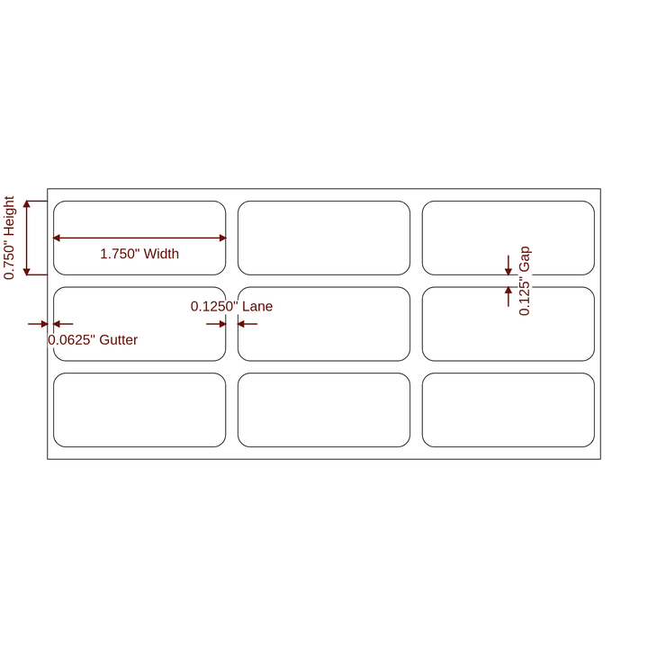 1.75" x 0.75" Rectangle Roll for Epson ColorWorks & Primera Printers; 1.75" x 0.75" Rectangle Label Diagram