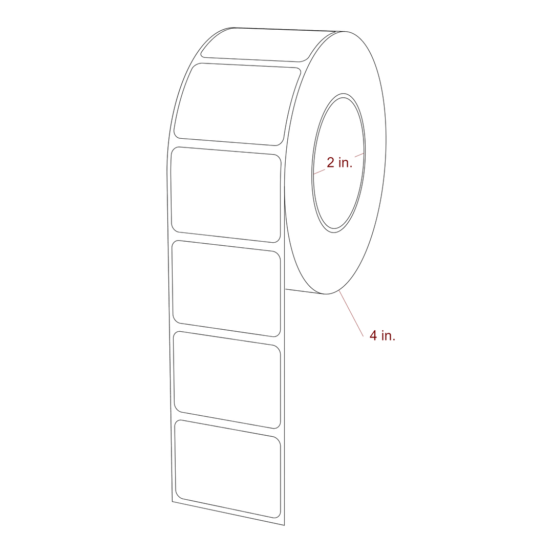 1.75 Inch x 1.25 Inch Rectangle Inkjet Label Roll - 2 Inch Core - 4 Inch Roll OD - 3D Perspective