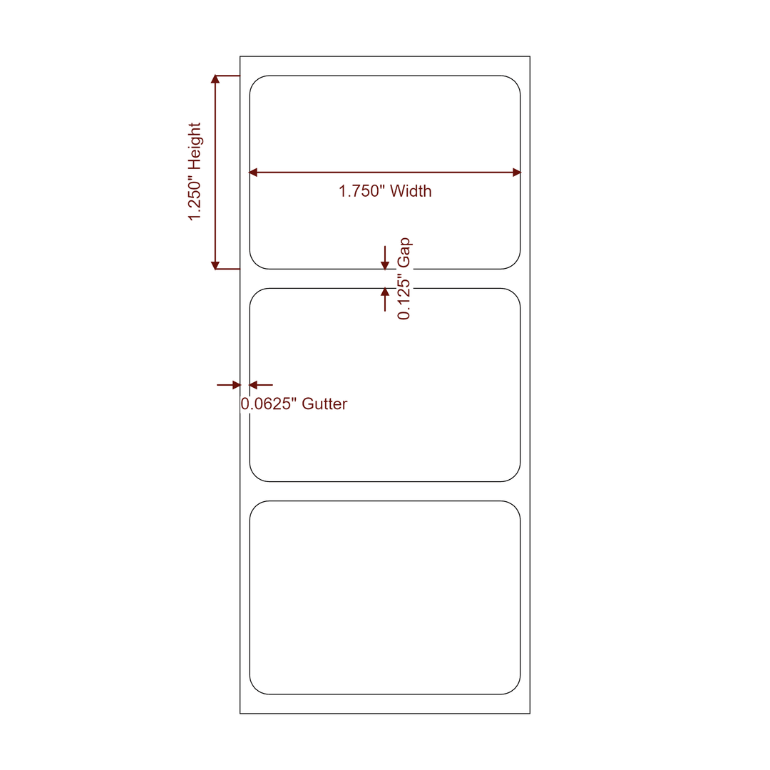 1.75" x 1.25" Rectangle Roll for Epson ColorWorks & Primera Printers; 1.75" x 1.25" Rectangle Label Diagram