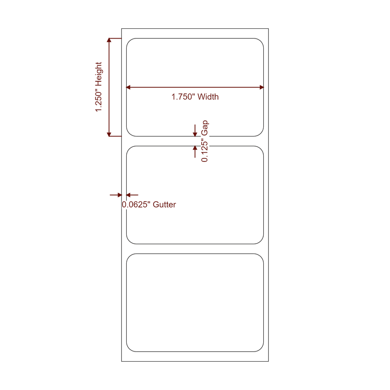 1.75" x 1.25" Inkjet Label Rolls | Fits Epson ColorWorks & Primera - Label Diagram