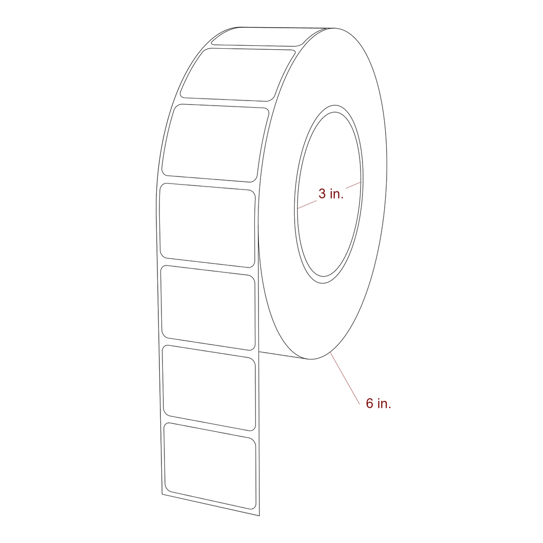 1.75 Inch x 1.25 Inch Rectangle Inkjet Label Roll - 3 Inch Core - 6 Inch Roll OD - 3D Perspective