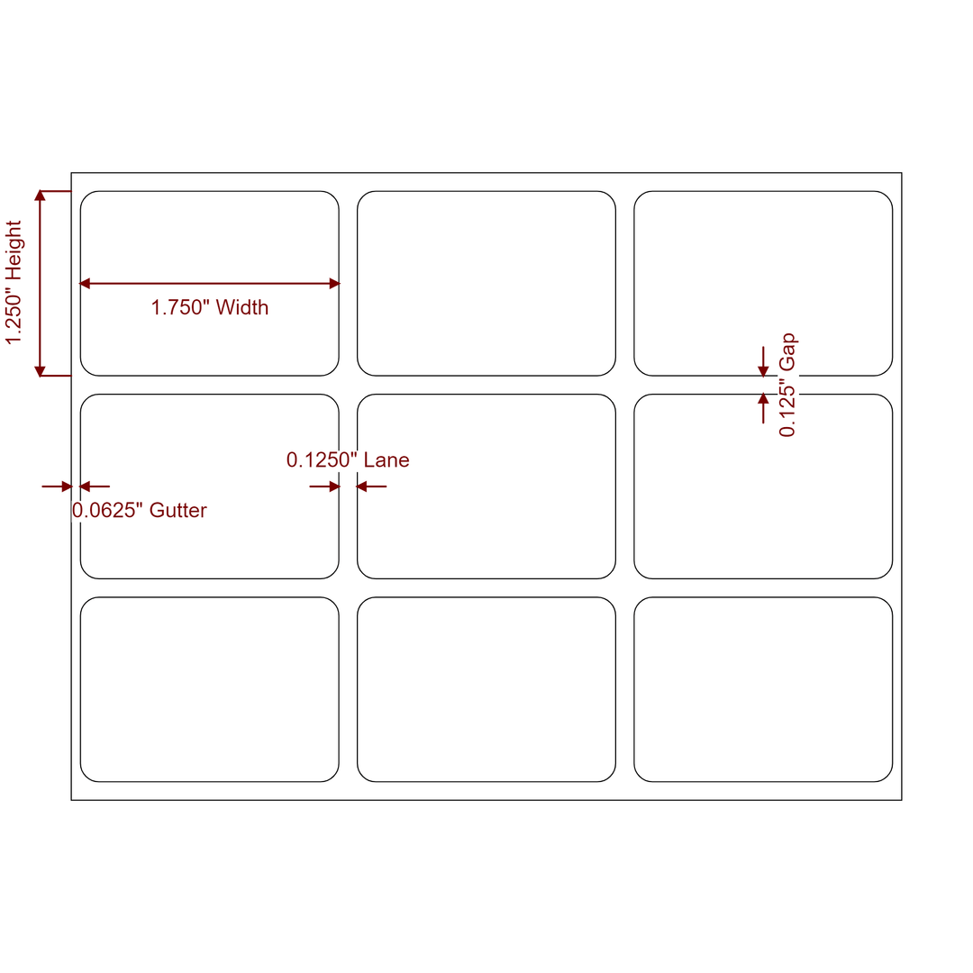 1.75" x 1.25" Rectangle Roll for Epson ColorWorks & Primera Printers; 1.75" x 1.25" Rectangle Label Diagram