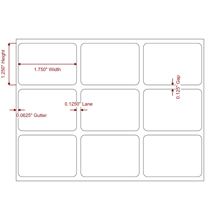 1.75" x 1.25" Rectangle Roll for Epson ColorWorks & Primera Printers; 1.75" x 1.25" Rectangle Label Diagram