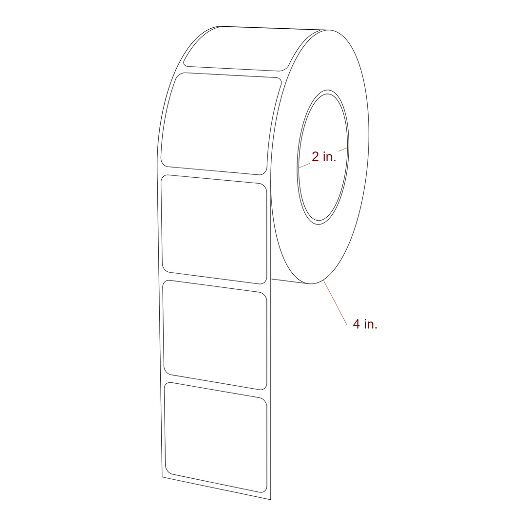 1.75 Inch x 1.5 Inch Rectangle Inkjet Label Roll - 2 Inch Core - 4 Inch Roll OD - 3D Perspective