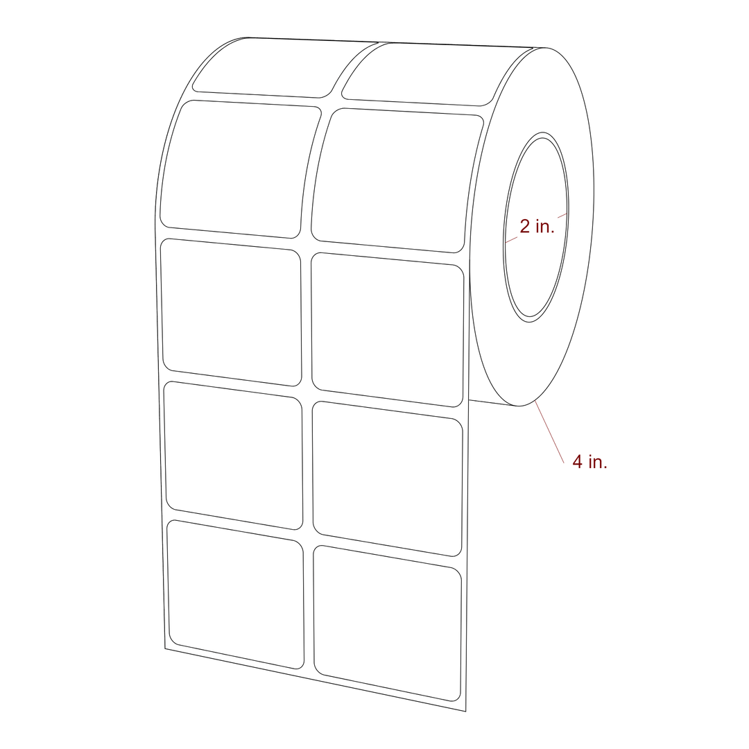 1.75 Inch x 1.5 Inch Rectangle Inkjet Label Roll - 2 Inch Core - 4 Inch Roll OD - 2Up - 3D Perspective