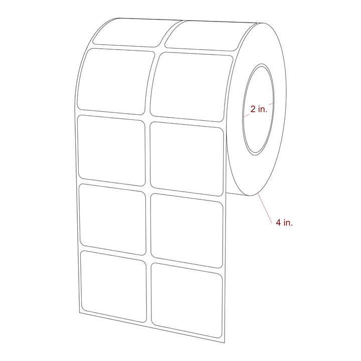 1.75 Inch x 1.5 Inch Rectangle Inkjet Label Roll - 2 Inch Core - 4 Inch Roll OD - 2Up - 3D Perspective