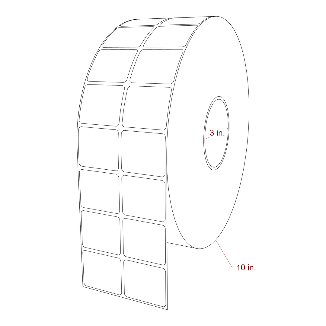 1.75 Inch x 1.5 Inch Rectangle Inkjet Label Roll - 3 Inch Core - 10 Inch Roll OD - 2Up - 3D Perspective