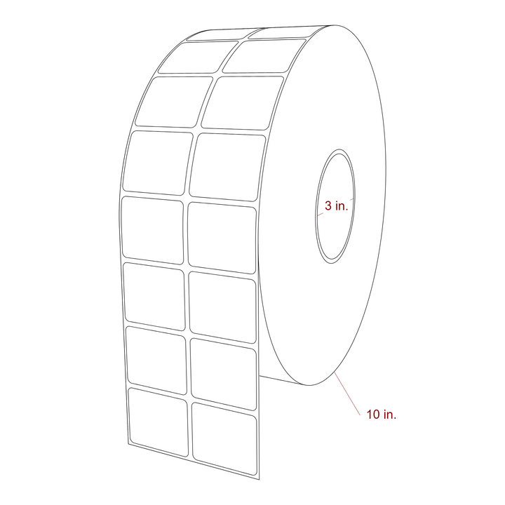 1.75 Inch x 1.5 Inch Rectangle Inkjet Label Roll - 3 Inch Core - 10 Inch Roll OD - 2Up - 3D Perspective