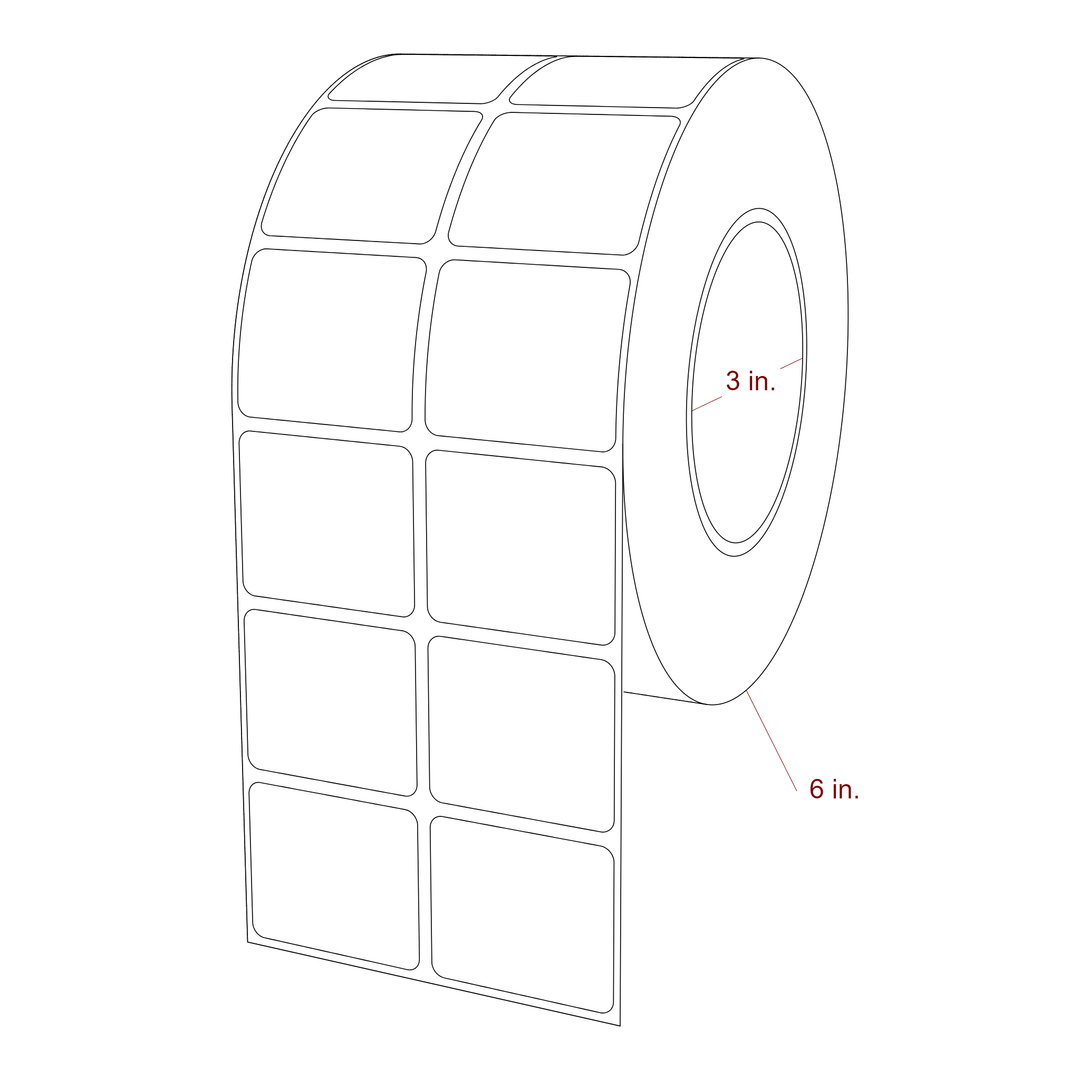 1.75 Inch x 1.5 Inch Rectangle Inkjet Label Roll - 3 Inch Core - 6 Inch Roll OD - 2Up - 3D Perspective