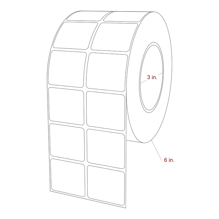 1.75 Inch x 1.5 Inch Rectangle Inkjet Label Roll - 3 Inch Core - 6 Inch Roll OD - 2Up - 3D Perspective
