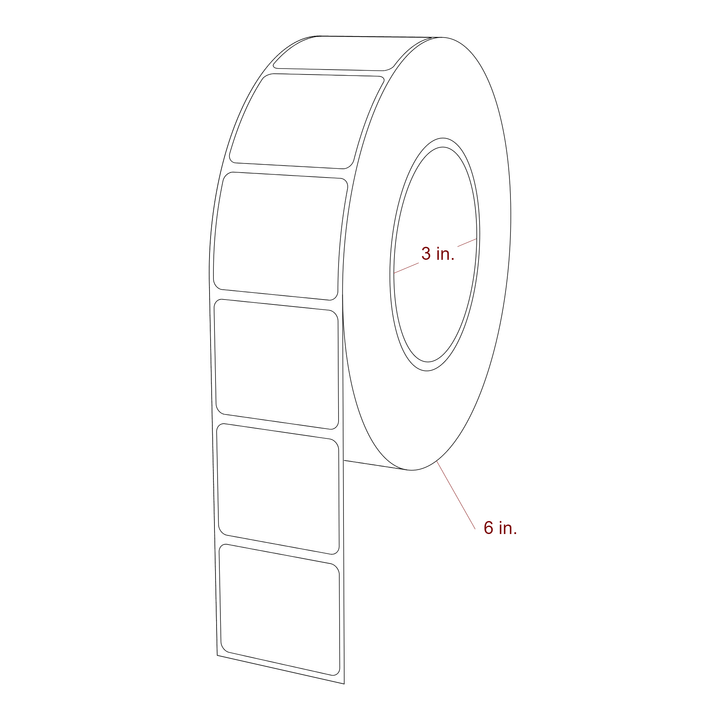 1.75 Inch x 1.5 Inch Rectangle Inkjet Label Roll - 3 Inch Core - 6 Inch Roll OD - 3D Perspective