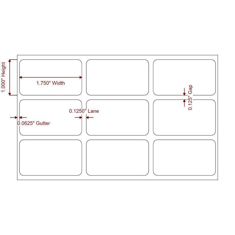1.75" x 1" Inkjet Label Rolls | 3-Up | Fits Epson ColorWorks & Primera - Label Diagram