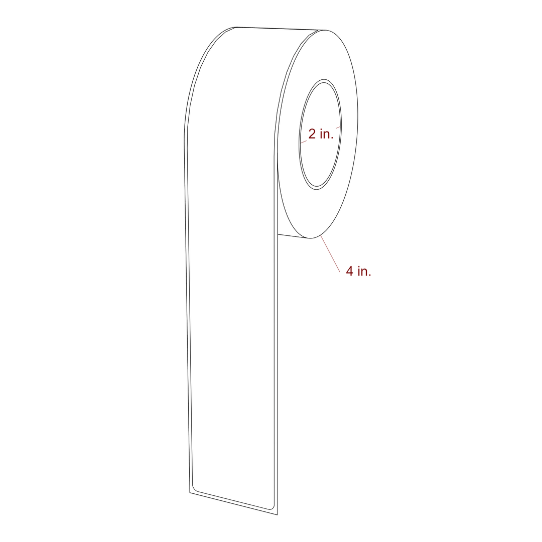 1.75 Inch x 10 Inch Rectangle Inkjet Label Roll - 2 Inch Core - 4 Inch Roll OD - 3D Perspective