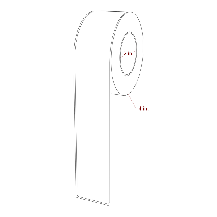 1.75 Inch x 10 Inch Rectangle Inkjet Label Roll - 2 Inch Core - 4 Inch Roll OD - 3D Perspective