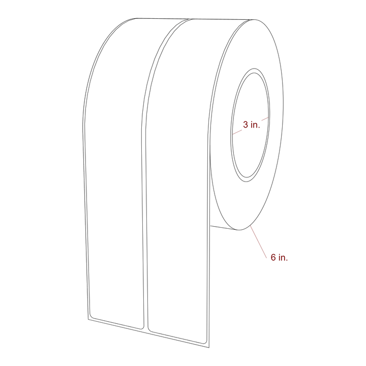 1.75 Inch x 10 Inch Rectangle Inkjet Label Roll - 3 Inch Core - 6 Inch Roll OD - 2Up - 3D Perspective