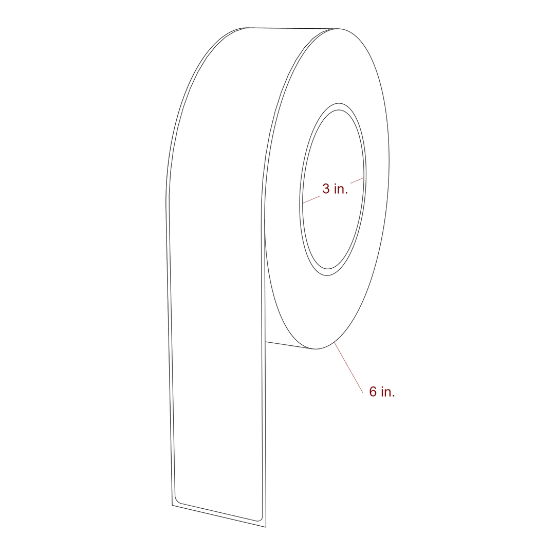 1.75 Inch x 10 Inch Rectangle Inkjet Label Roll - 3 Inch Core - 6 Inch Roll OD - 3D Perspective