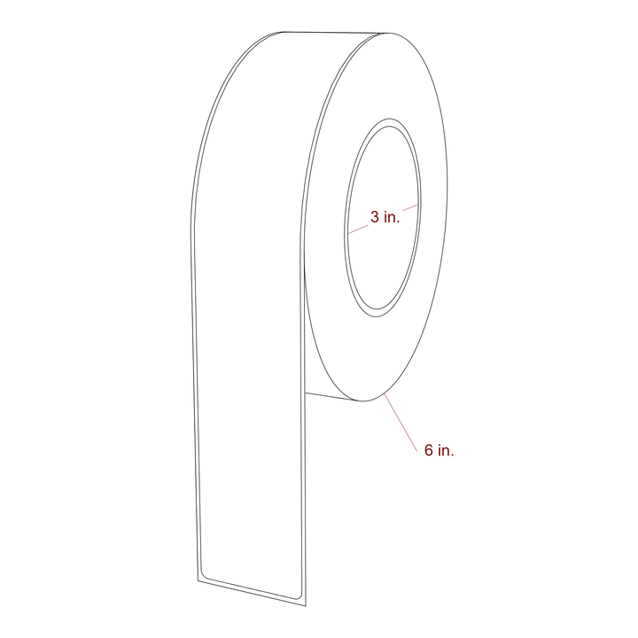 1.75 Inch x 10 Inch Rectangle Inkjet Label Roll - 3 Inch Core - 6 Inch Roll OD - 3D Perspective