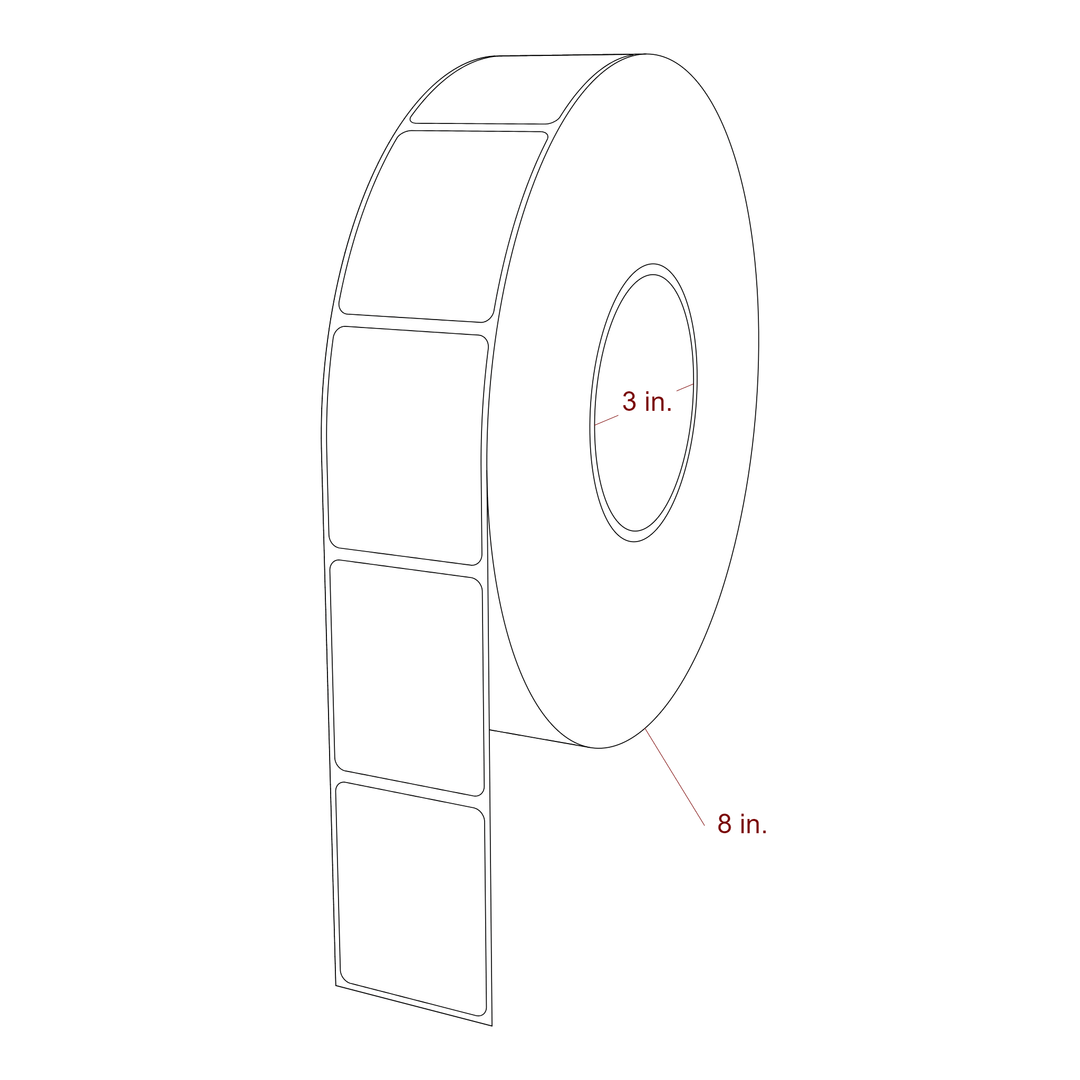 1.75 Inch x 2.25 Inch Rectangle Inkjet Label Roll - 3 Inch Core - 8 Inch Roll OD - 3D Perspective