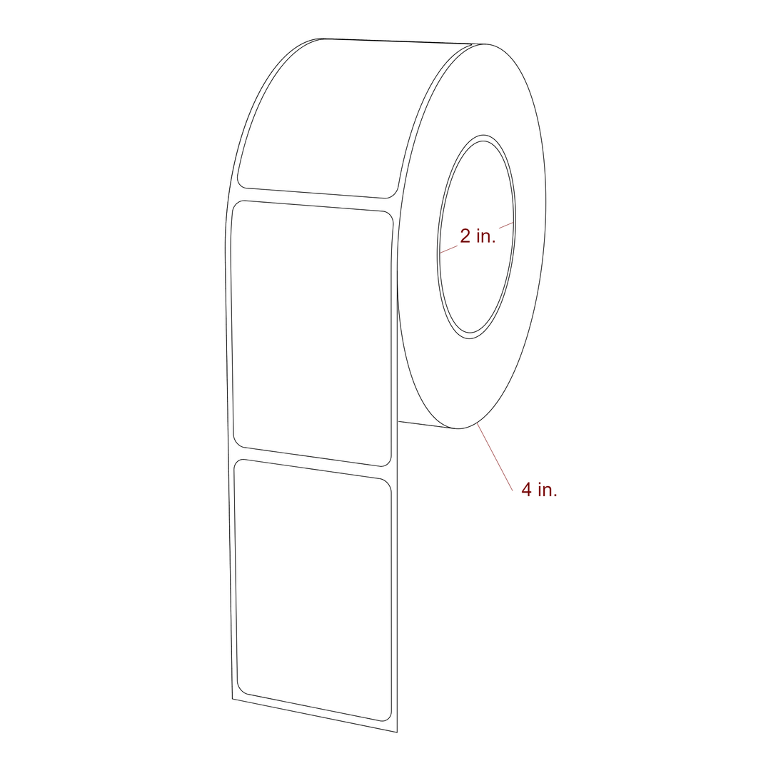 1.75 Inch x 2.5 Inch Rectangle Inkjet Label Roll - 2 Inch Core - 4 Inch Roll OD - 3D Perspective
