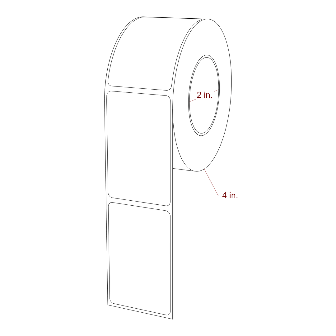 1.75 Inch x 2.75 Inch Rectangle Inkjet Label Roll - 2 Inch Core - 4 Inch Roll OD - 3D Perspective