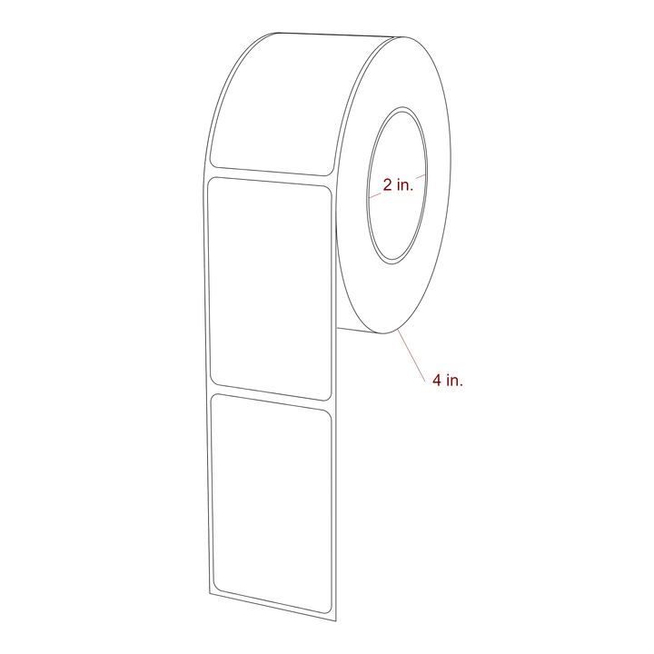 1.75 Inch x 2.75 Inch Rectangle Inkjet Label Roll - 2 Inch Core - 4 Inch Roll OD - 3D Perspective