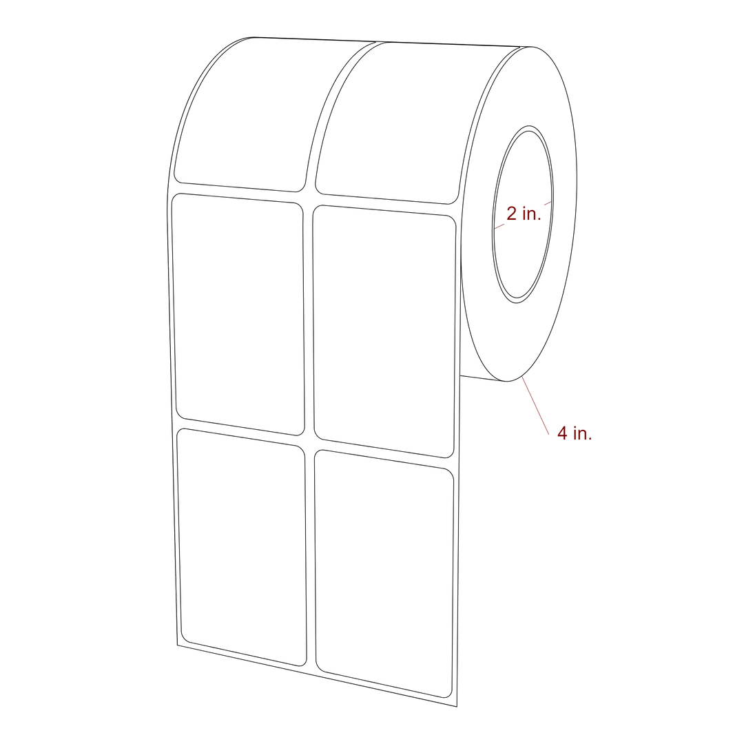 1.75 Inch x 2.75 Inch Rectangle Inkjet Label Roll - 2 Inch Core - 4 Inch Roll OD - 2Up - 3D Perspective