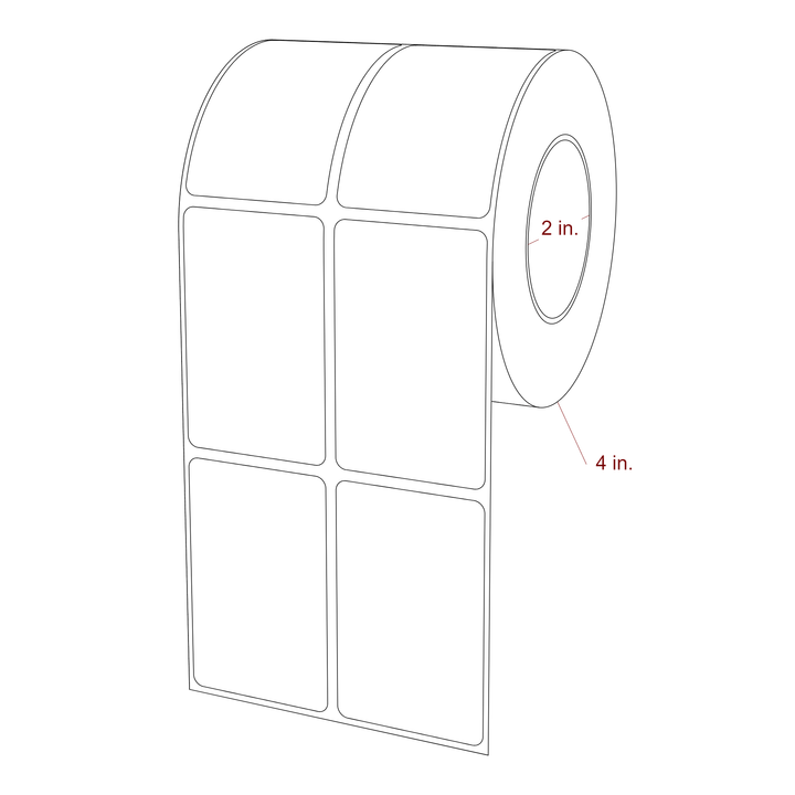 1.75 Inch x 2.75 Inch Rectangle Inkjet Label Roll - 2 Inch Core - 4 Inch Roll OD - 2Up - 3D Perspective