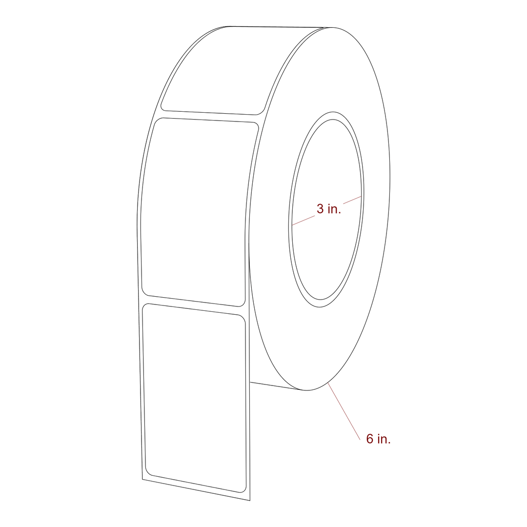 1.75 Inch x 2.75 Inch Rectangle Inkjet Label Roll - 3 Inch Core - 6 Inch Roll OD - 3D Perspective