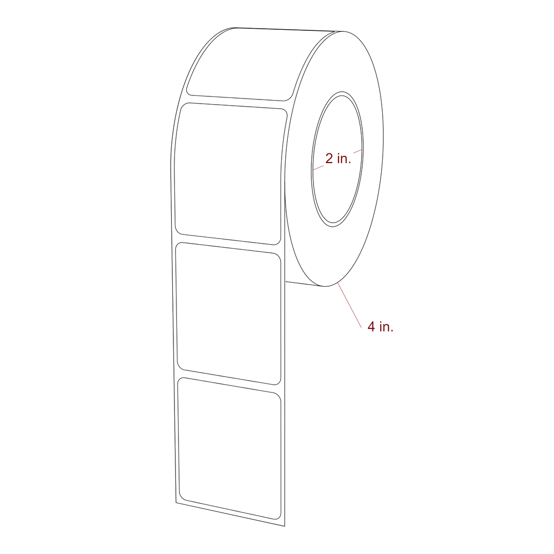 1.75 Inch x 2 Inch Rectangle Inkjet Label Roll - 2 Inch Core - 4 Inch Roll OD - 3D Perspective