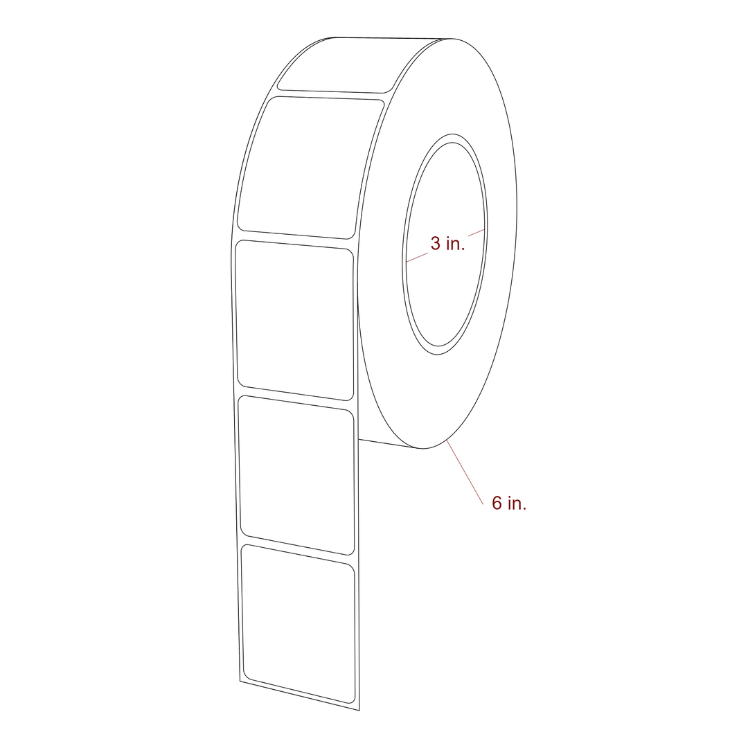 1.75 Inch x 2 Inch Rectangle Inkjet Label Roll - 3 Inch Core - 6 Inch Roll OD - 3D Perspective