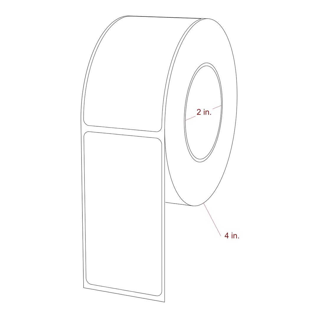 1.75 Inch x 3.25 Inch Rectangle Inkjet Label Roll - 2 Inch Core - 4 Inch Roll OD - 3D Perspective