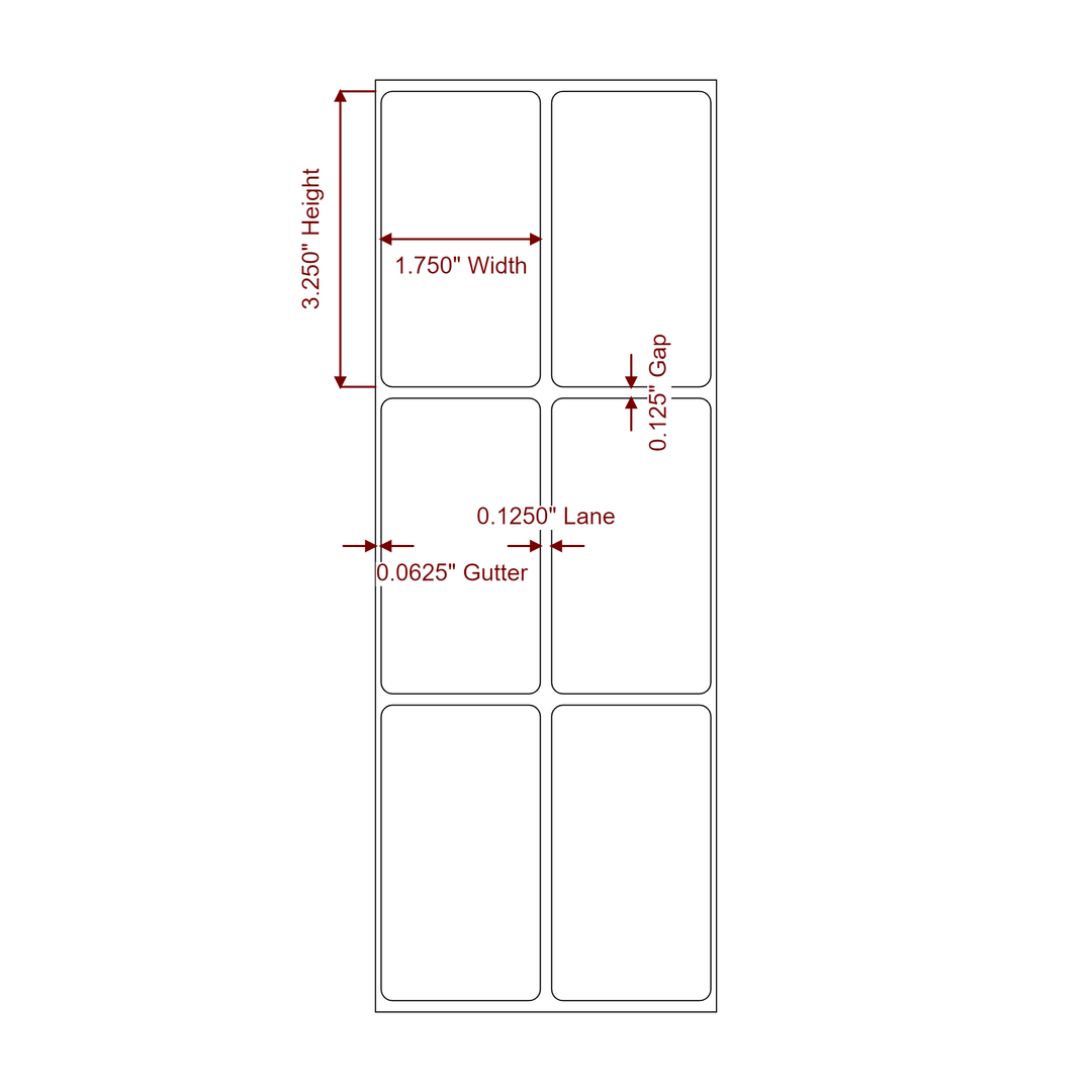1.75" x 3.25" Rectangle Roll for Epson ColorWorks & Primera Printers; 1.75" x 3.25" Rectangle Label Diagram