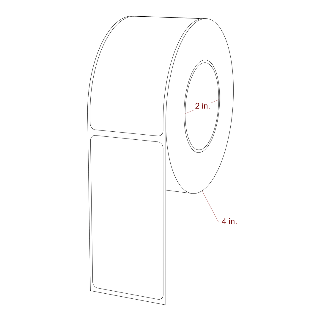 1.75 Inch x 3.5 Inch Rectangle Inkjet Label Roll - 2 Inch Core - 4 Inch Roll OD - 3D Perspective