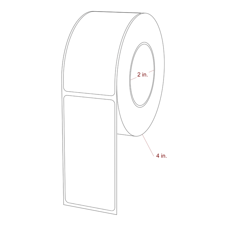 1.75 Inch x 3.5 Inch Rectangle Inkjet Label Roll - 2 Inch Core - 4 Inch Roll OD - 3D Perspective