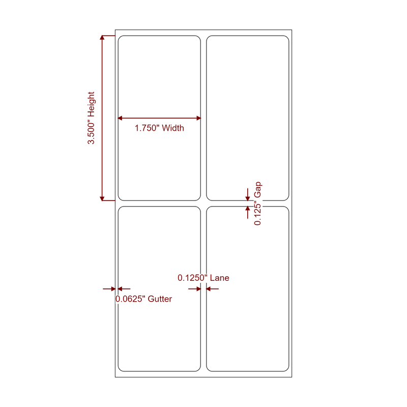 1.75" x 3.5" Inkjet Label Rolls | 2-Up | Fits Epson ColorWorks & Primera - Label Diagram