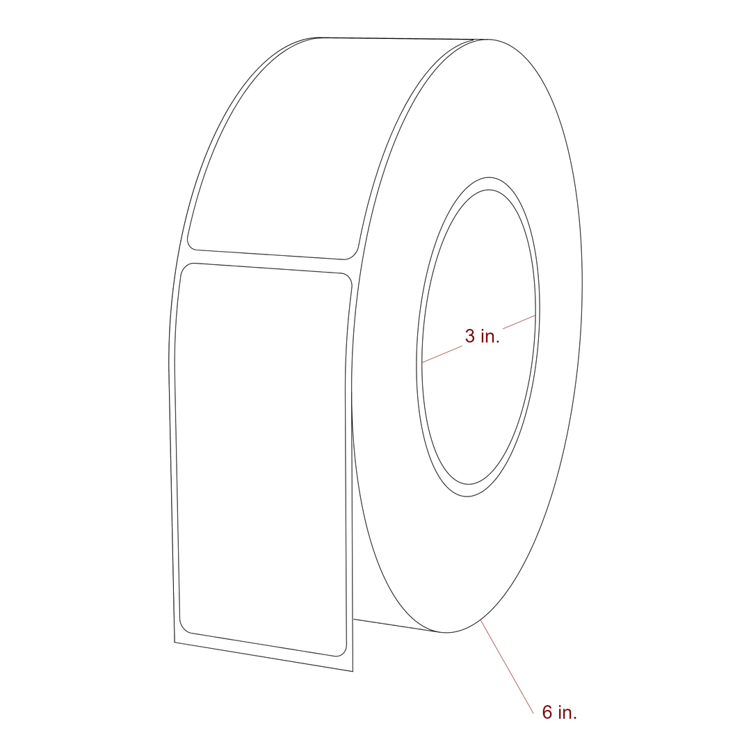 1.75 Inch x 3.5 Inch Rectangle Inkjet Label Roll - 3 Inch Core - 6 Inch Roll OD - 3D Perspective