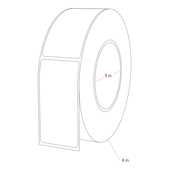 1.75 Inch x 3.5 Inch Rectangle Inkjet Label Roll - 3 Inch Core - 6 Inch Roll OD - 3D Perspective