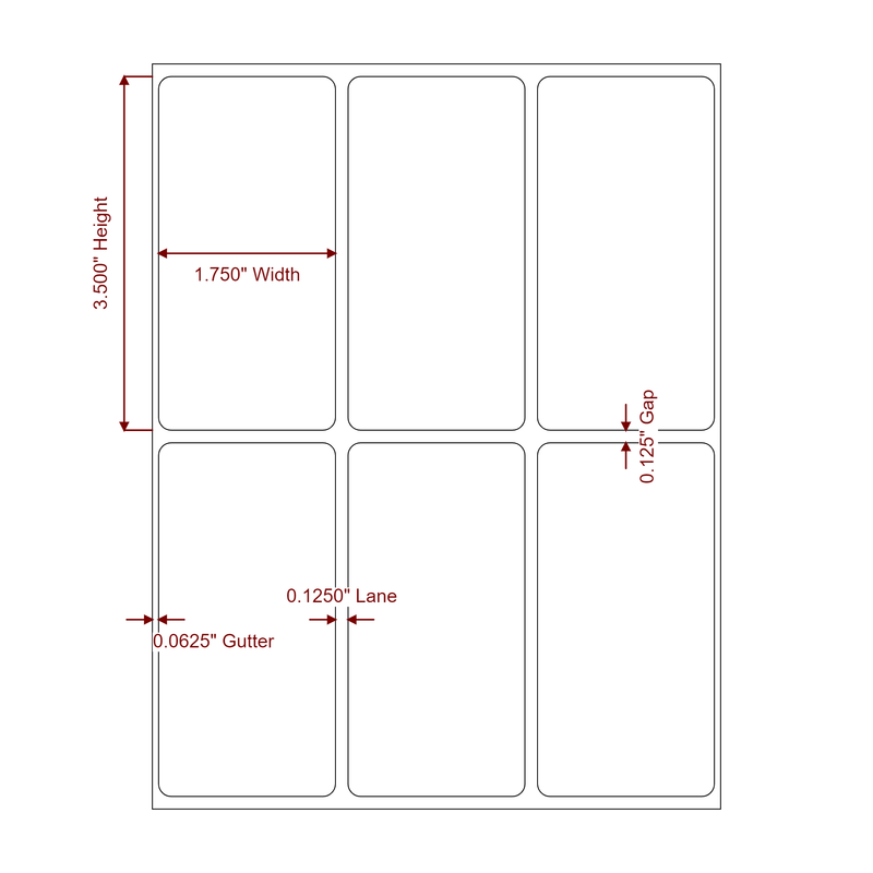 1.75" x 3.5" Inkjet Label Rolls | 3-Up | Fits Epson ColorWorks & Primera - Label Diagram