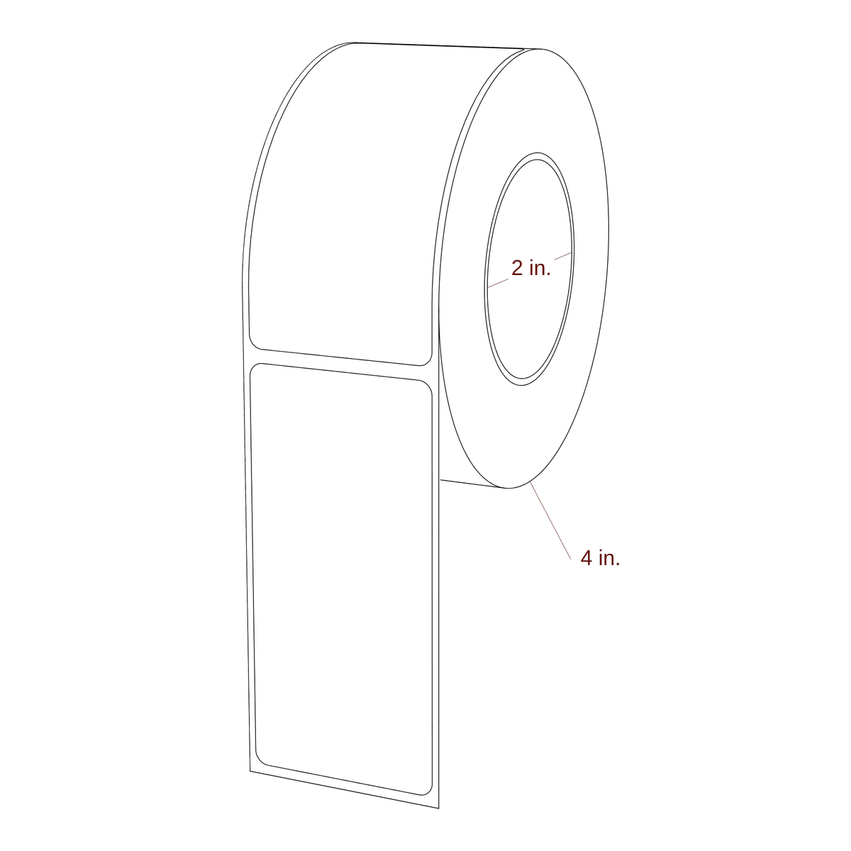 1.75" x 3.6875" Rectangle Roll for Epson ColorWorks & Primera Printers; 1.75" x 3.6875" Rectangle Label Diagram