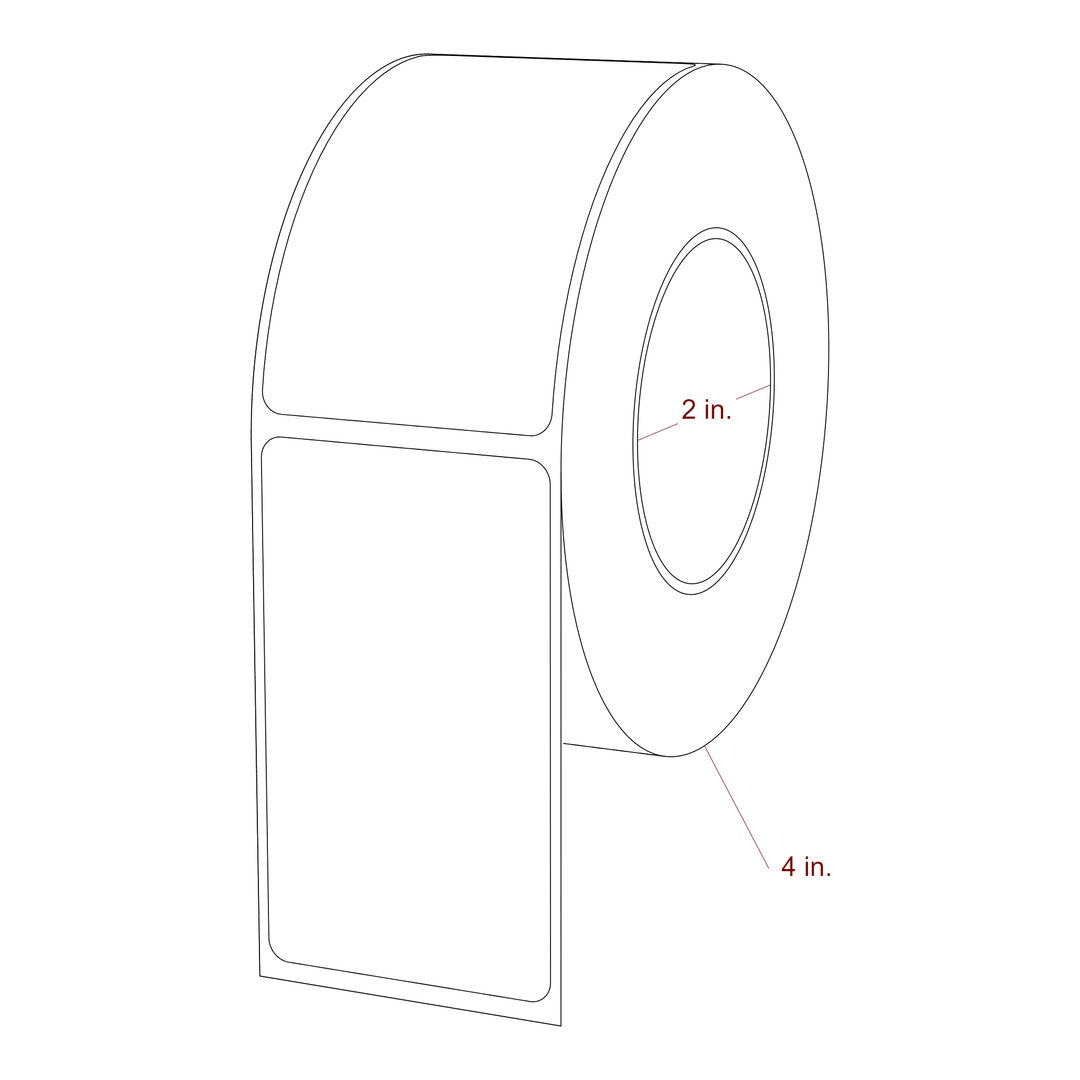 1.75 Inch x 3 Inch Rectangle Inkjet Label Roll - 2 Inch Core - 4 Inch Roll OD - 3D Perspective