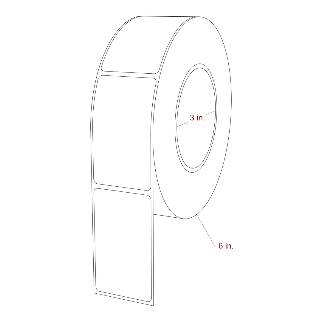 1.75 Inch x 3 Inch Rectangle Inkjet Label Roll - 3 Inch Core - 6 Inch Roll OD - 3D Perspective