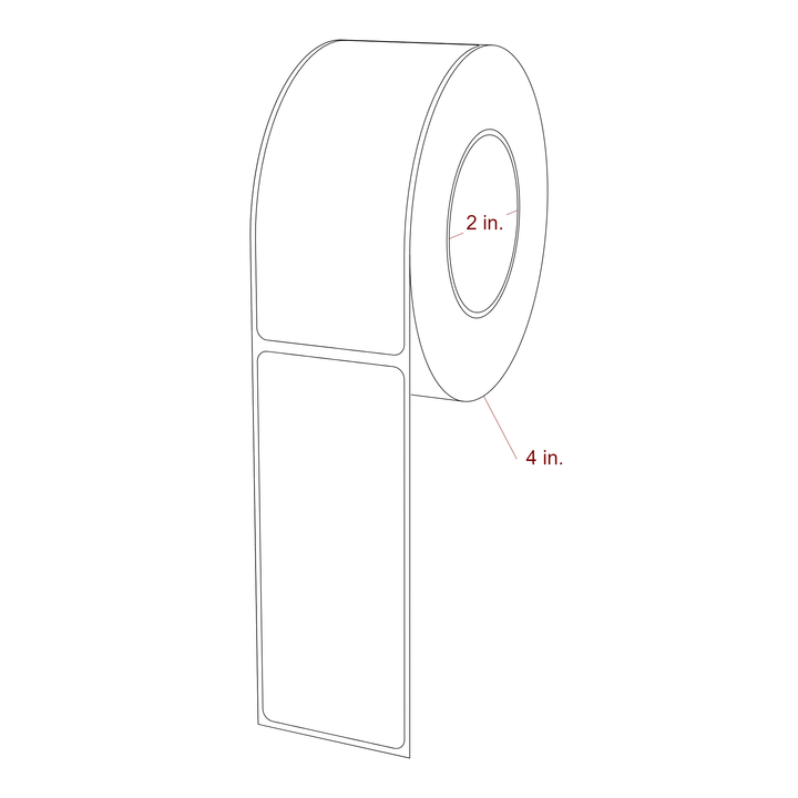 1.75 Inch x 4.25 Inch Rectangle Inkjet Label Roll - 2 Inch Core - 4 Inch Roll OD - 3D Perspective